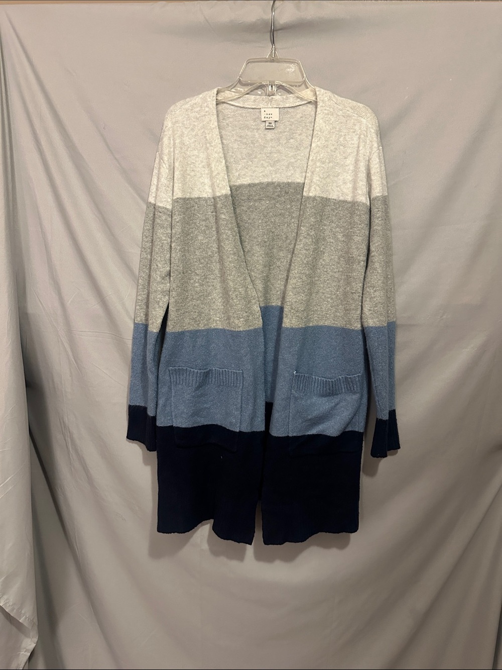 a new day Colorblock Open-Front Cardigan - White/Gray/Blue/Navy